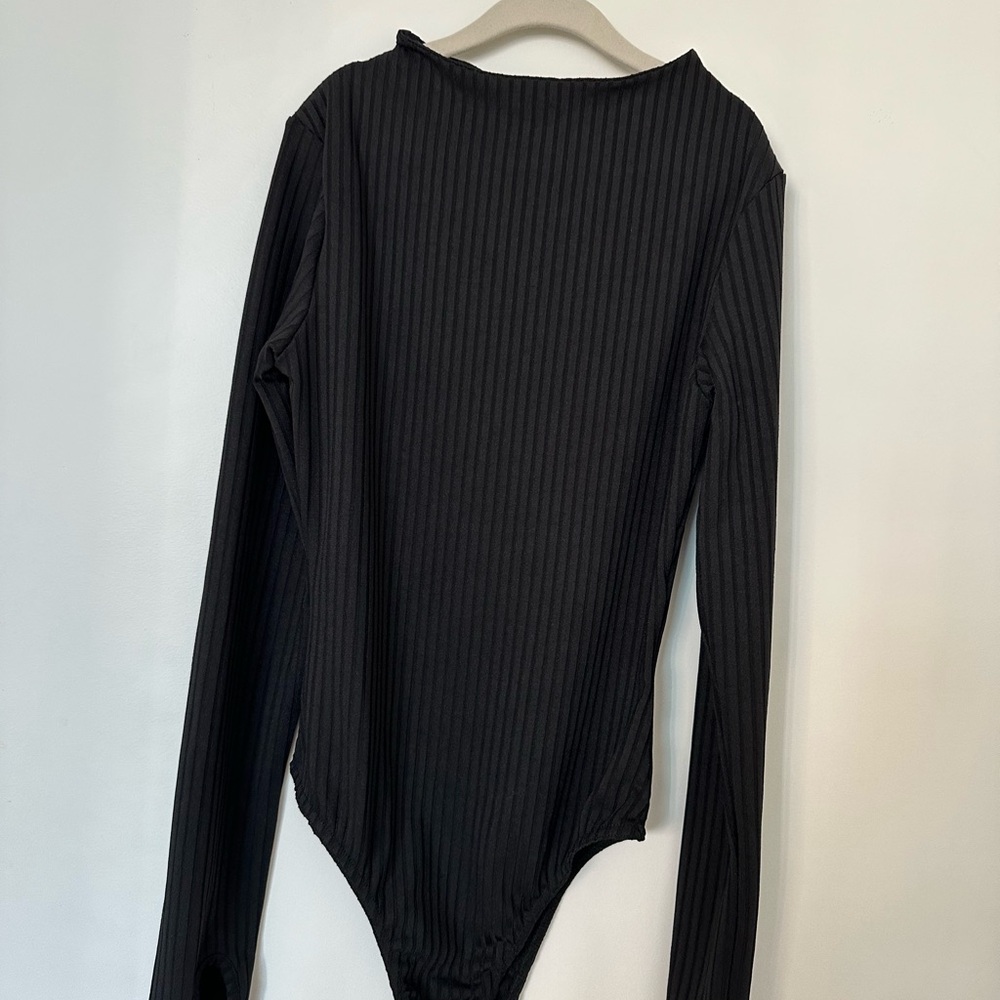 Missguided Black Ribbed Bodysuit